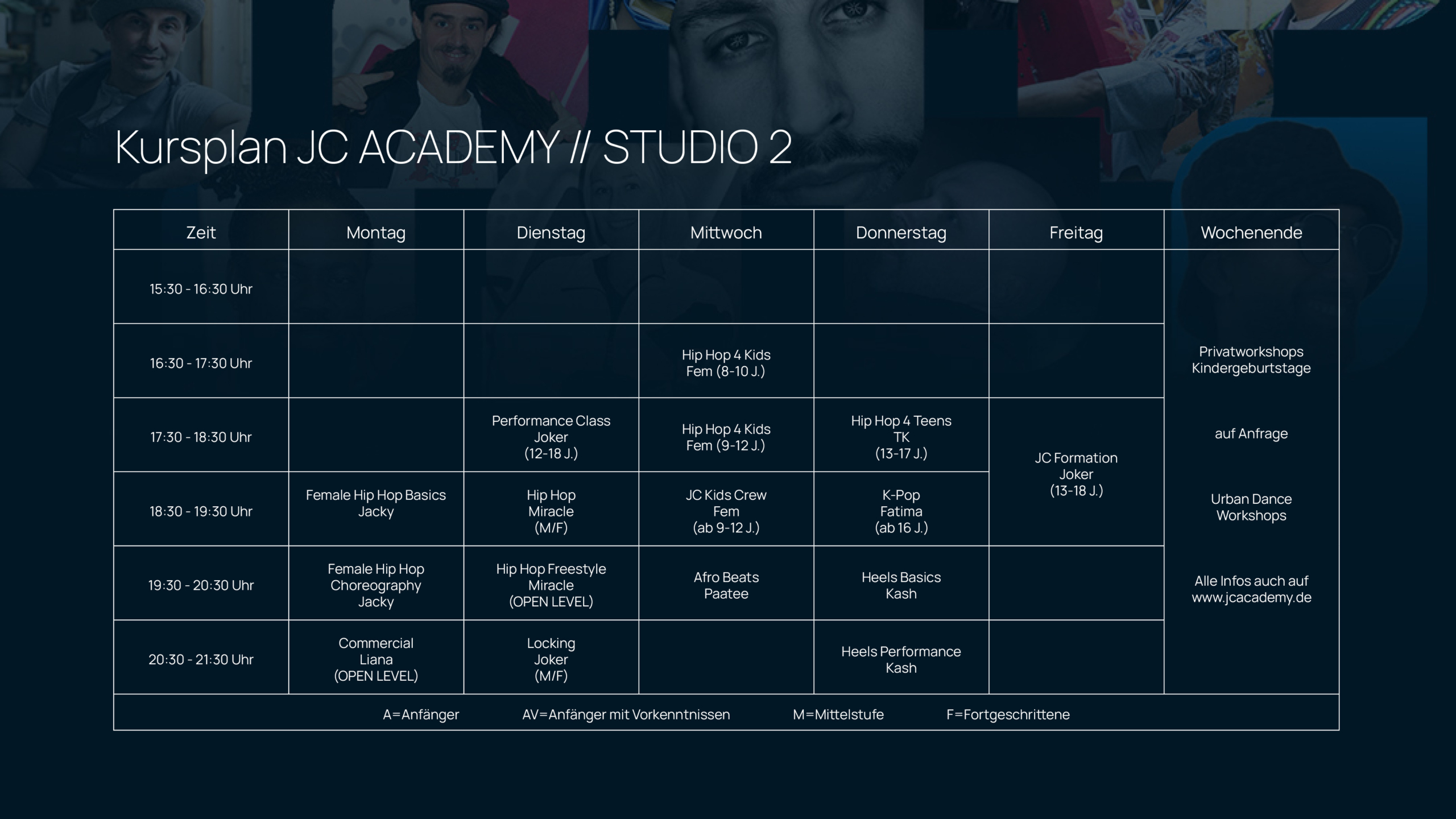 JC Academy Kursplan - Studio 2